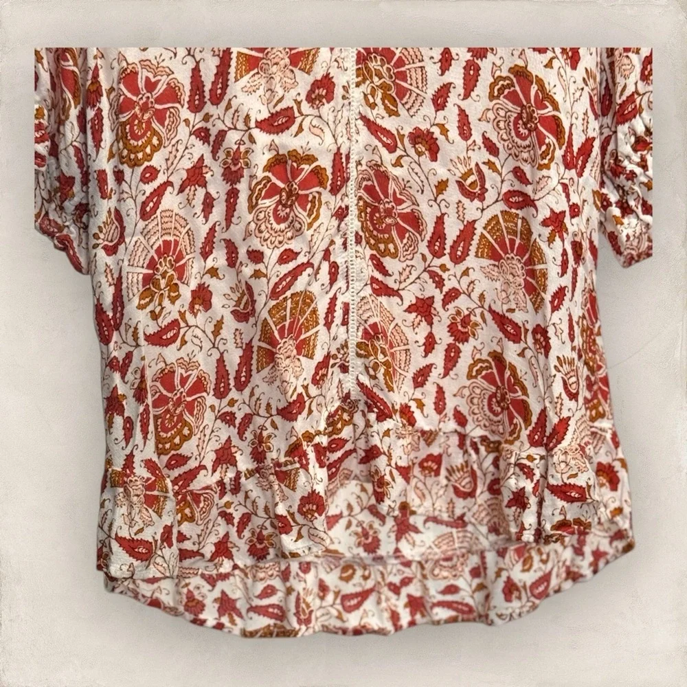 Lucky Brand Boho Blouse Small Petite | Paisley Floral Print - Picture 6 of 6